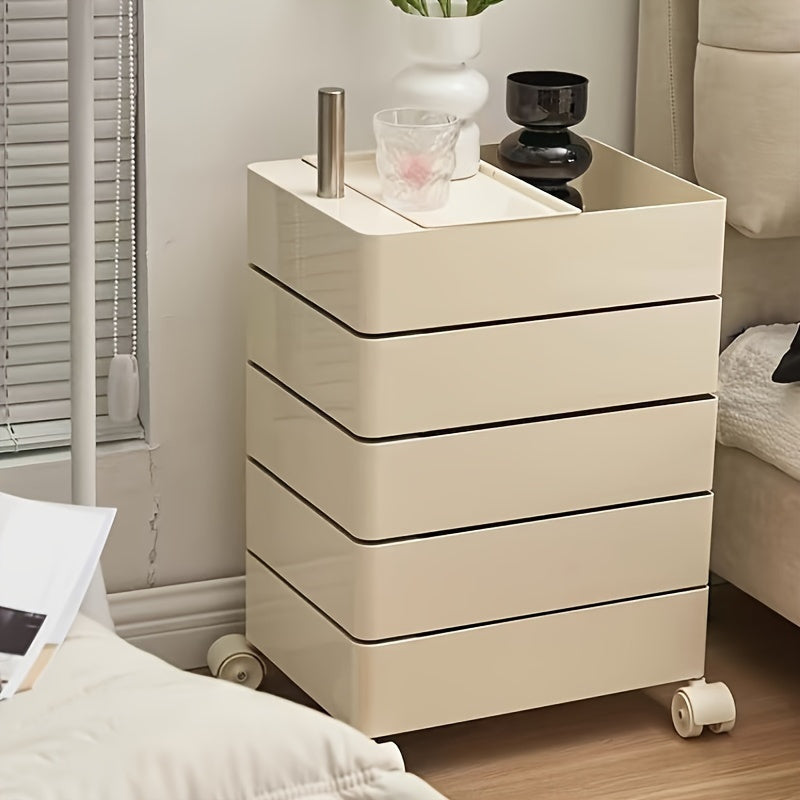 Carrito de Almacenamiento Delgado de 5 Niveles con Ruedas - Organizador Versátil sin Montaje para Oficina, Sala de Estar, Cocina | Diseño Multifuncional con Compartimentos Rotativos 360°