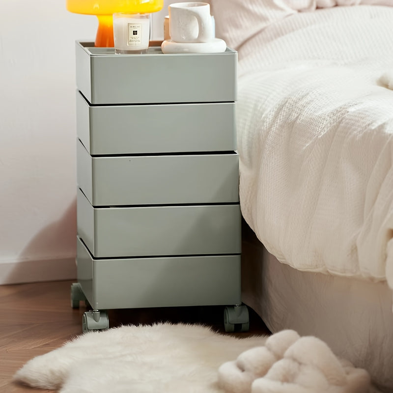 Carrito de Almacenamiento Delgado de 5 Niveles con Ruedas - Organizador Versátil sin Montaje para Oficina, Sala de Estar, Cocina | Diseño Multifuncional con Compartimentos Rotativos 360°
