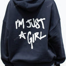 Sudadera con capucha de mujer con estampado de eslogan y hombros caidos