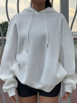 Ezwear sudadera informal tipo streetwear con lema, con corte holgado, estampado negro y rosa, para mujer, otono invierno
