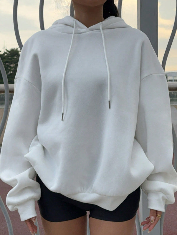 Ezwear sudadera informal tipo streetwear con lema, con corte holgado, estampado negro y rosa, para mujer, otono invierno