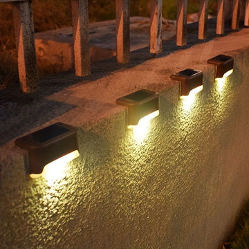 12pcs Luces Solares LED para Escalones - Fácil Instalación, Encendido/Apagado Automático para Terrazas, Escaleras, Cercas y Patios - Iluminación Exterior Eficiente en Energía