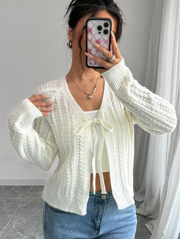 Essnce cardigan de mujer de manga larga con estampado floral 3d con lazo delantero, de estilo frances casual y versatil