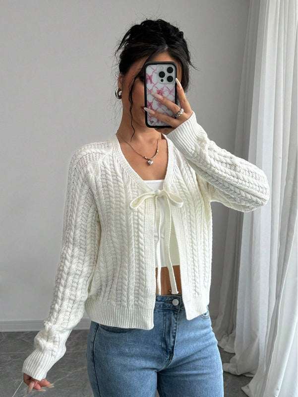 Essnce cardigan de mujer de manga larga con estampado floral 3d con lazo delantero, de estilo frances casual y versatil