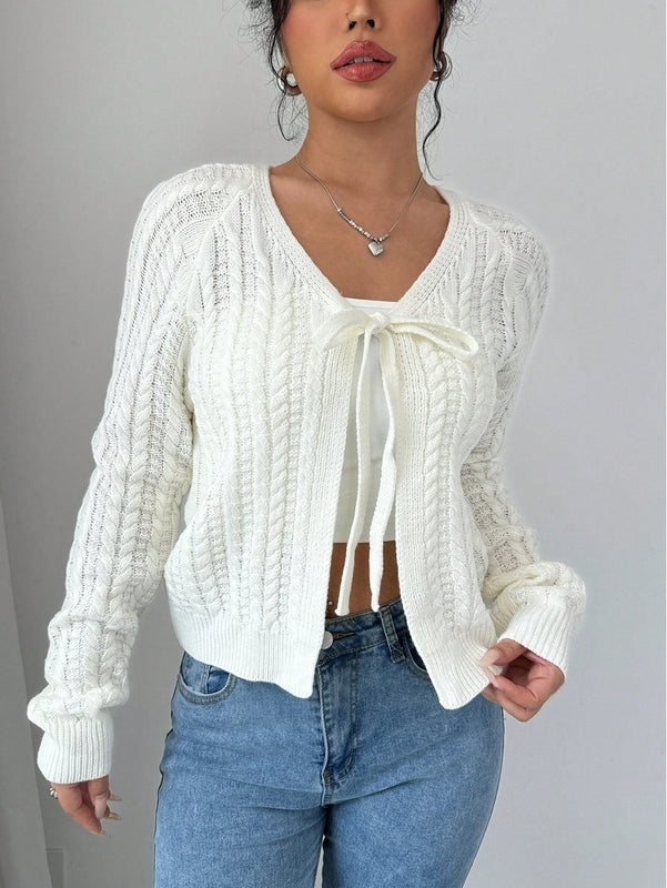 Essnce cardigan de mujer de manga larga con estampado floral 3d con lazo delantero, de estilo frances casual y versatil