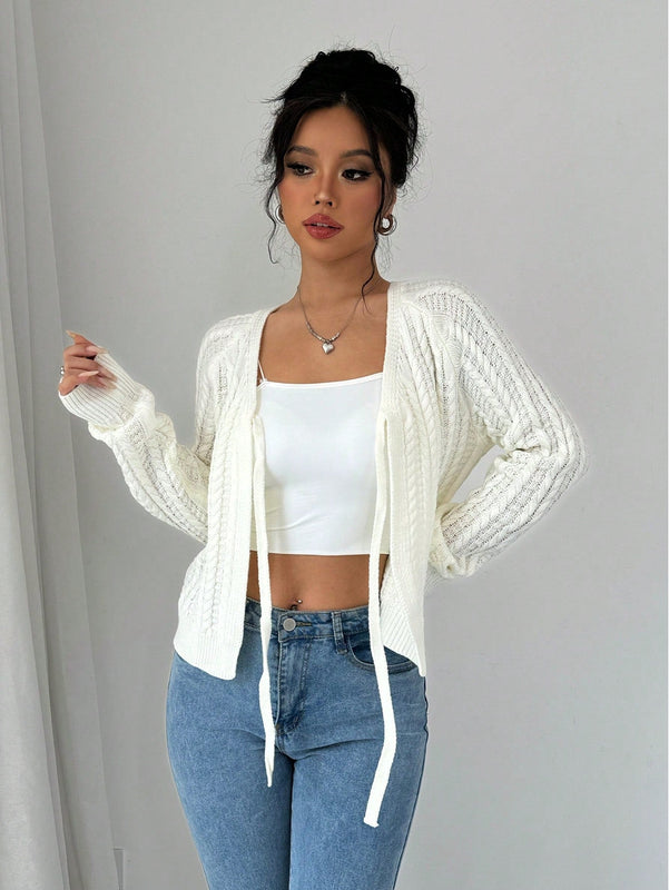 Essnce cardigan de mujer de manga larga con estampado floral 3d con lazo delantero, de estilo frances casual y versatil