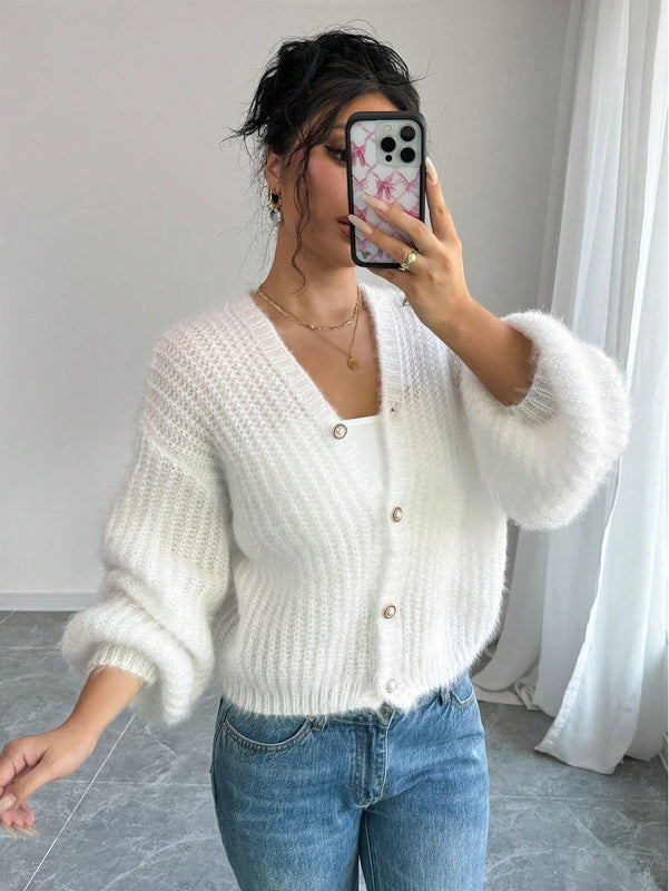 Essnce cardigan holgado y tejido suelto, manga larga informal para otono/invierno