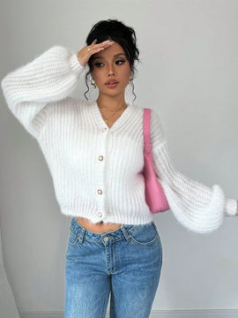 Essnce cardigan holgado y tejido suelto, manga larga informal para otono/invierno