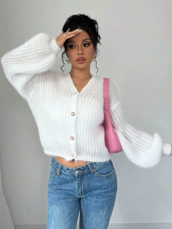 Essnce cardigan holgado y tejido suelto, manga larga informal para otono/invierno