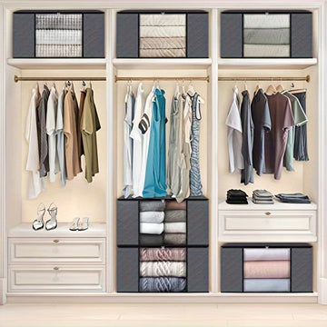 3 Cajas de Almacenamiento de Tela Plegables de Gran Capacidad - Perfectas para Organizar Dormitorios, Armarios, Ropa, Residencias, Spas y Armarios