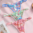 Eraneu 3 piezas/paquete bragas tipo tanga sexy con lazos laterales de encaje para mujer