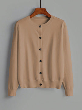 Essnce cardigan suelto y casual de mujer de un solo abotonado, de color liso, manga larga, para otono/invierno