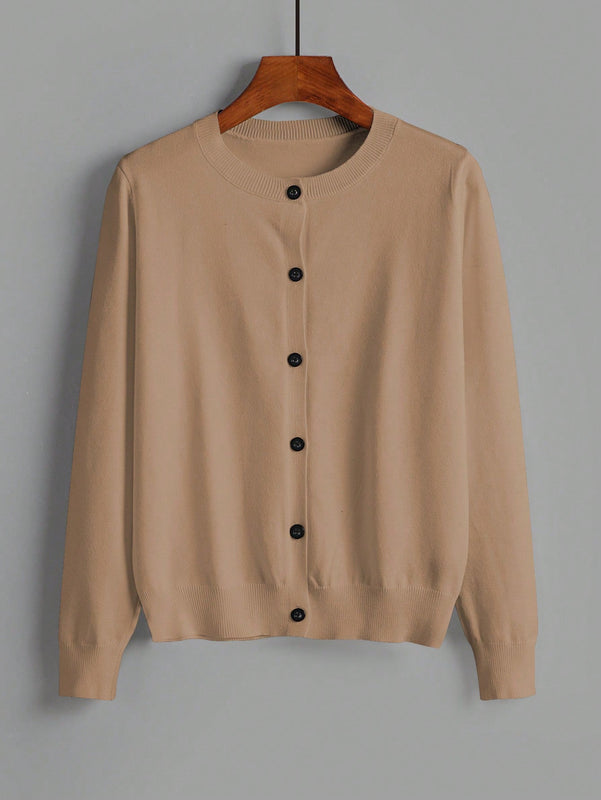 Essnce cardigan suelto y casual de mujer de un solo abotonado, de color liso, manga larga, para otono/invierno