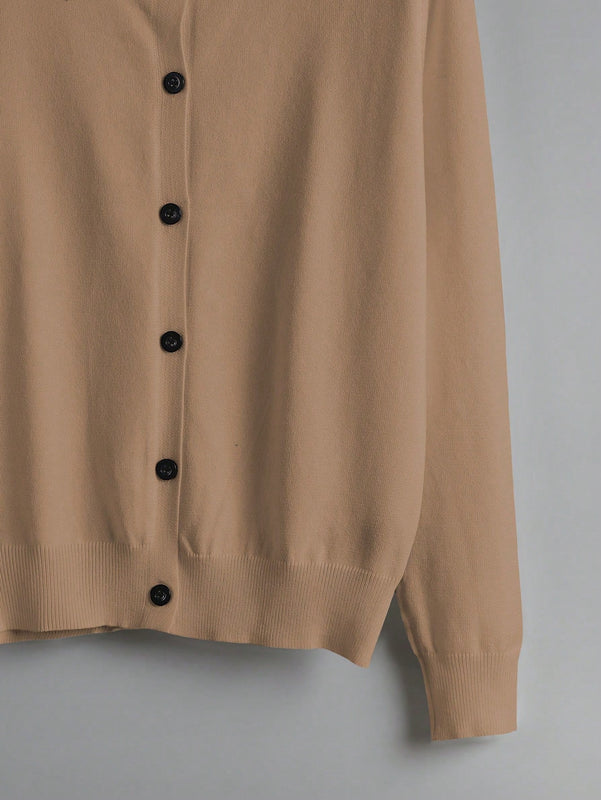 Essnce cardigan suelto y casual de mujer de un solo abotonado, de color liso, manga larga, para otono/invierno