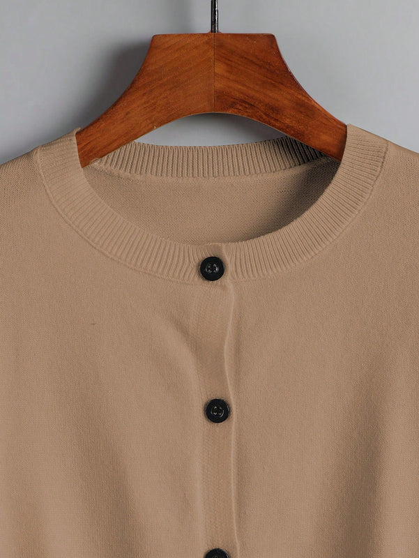 Essnce cardigan suelto y casual de mujer de un solo abotonado, de color liso, manga larga, para otono/invierno