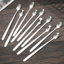 6 cucharones de acero inoxidable con mango largo - Para café, licuadora, postres, té, cócteles, helado, malteadas y bebidas frías - Fáciles de limpiar y duraderos - Ideal para el hogar y fiestas, vajilla versátil | Acabado elegante