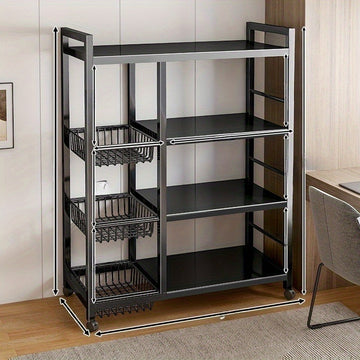Estantería de Cocina de Acero de Alta Resistencia con Estabilizador Ajustable - Estantería Abierta de Múltiples Niveles para Microondas y Electrodomésticos, No Requiere Montaje