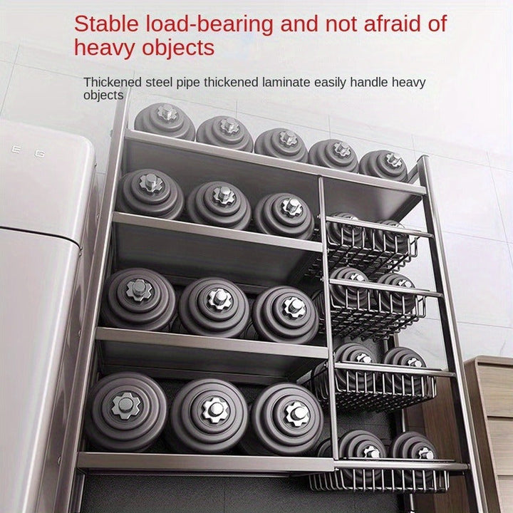 Estantería de Cocina de Acero de Alta Resistencia con Estabilizador Ajustable - Estantería Abierta de Múltiples Niveles para Microondas y Electrodomésticos, No Requiere Montaje