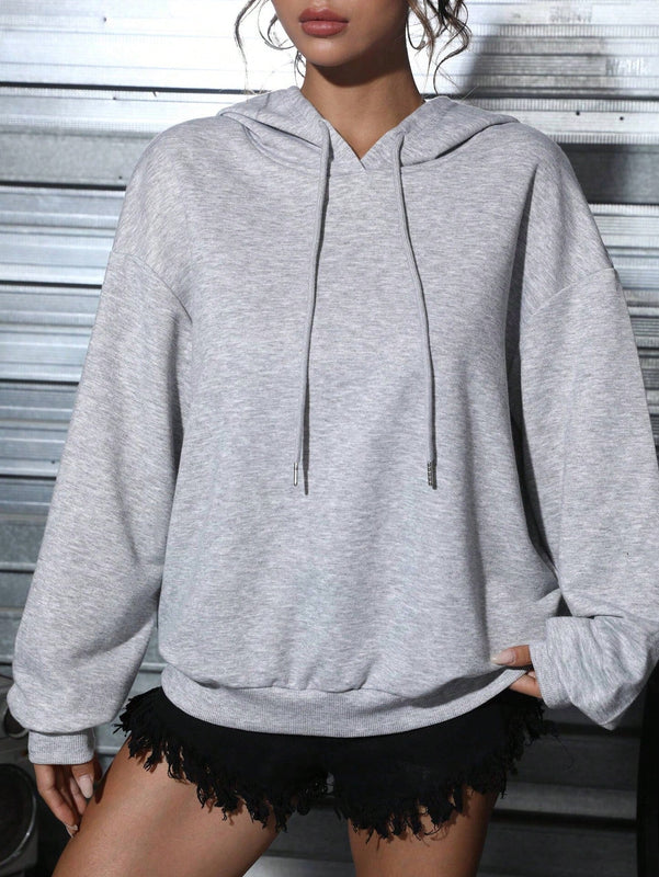 Ezwear sudadera informal tipo streetwear con lema, con corte holgado, estampado negro y rosa, para mujer, otono invierno