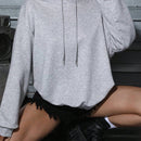 Ezwear sudadera informal tipo streetwear con lema, con corte holgado, estampado negro y rosa, para mujer, otono invierno