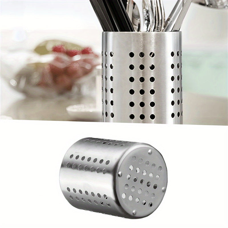 1pc Porta-utensilios de acero inoxidable multiusos para cocina - Caddy de metal apto para alimentos para palillos, cucharas, tenedores, cuchillos - Organizador de cubiertos para el hogar y uso comercial