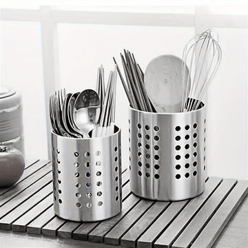 1pc Porta-utensilios de acero inoxidable multiusos para cocina - Caddy de metal apto para alimentos para palillos, cucharas, tenedores, cuchillos - Organizador de cubiertos para el hogar y uso comercial