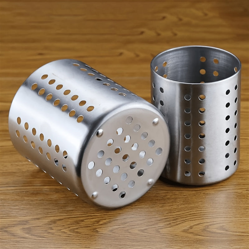 1pc Porta-utensilios de acero inoxidable multiusos para cocina - Caddy de metal apto para alimentos para palillos, cucharas, tenedores, cuchillos - Organizador de cubiertos para el hogar y uso comercial