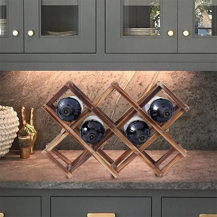 Elegante Estante de Vino de Madera - Diseño Apilable y Plegable para Almacenamiento Fácil | Perfecto para Cocina, Comedor o Decoración de Bar en Casa