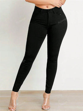 Pantalones ajustados de unicolor sencillos para uso diario para mujer