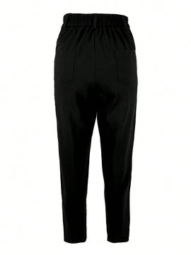 Pantalones ajustados de unicolor sencillos para uso diario para mujer