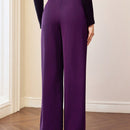 Motf premium pantalones de pierna ancha con pliegues plegados, bolsillos inclinados, cinturon
