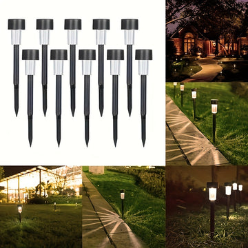 10 paquetes de luces solares para jardín - Luces LED para césped, decoración de terraza y villa, iluminan automáticamente caminos, patios, jardines, aceras y pasillos, con control por inducción lumínica, ideal para fiestas en paseos