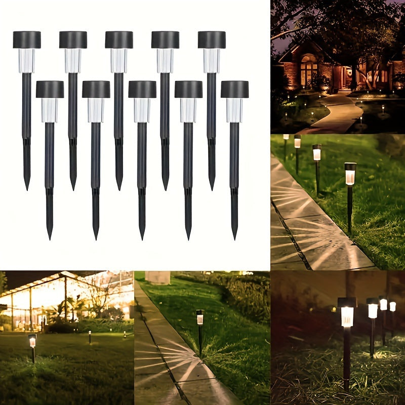 10 paquetes de luces solares para jardín - Luces LED para césped, decoración de terraza y villa, iluminan automáticamente caminos, patios, jardines, aceras y pasillos, con control por inducción lumínica, ideal para fiestas en paseos