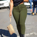 Pantalones acampanados con decoracion de botones y ajuste cenido para mujer