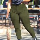 Pantalones acampanados con decoracion de botones y ajuste cenido para mujer