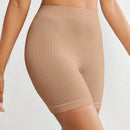 Leisure pantalones de ciclismo sin costuras con cintura ajustada de unicolor y minimalista, uso casual de todos los dias
