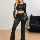 Sxy 1 pieza pantalones de pierna acampanada de ajuste cenido de moda para mujer