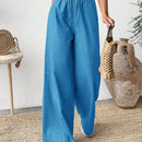 Pantalones azules texturizados con cintura elastica