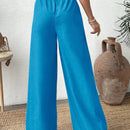 Pantalones azules texturizados con cintura elastica