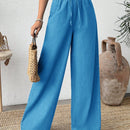 Pantalones azules texturizados con cintura elastica