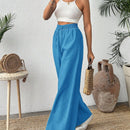 Pantalones azules texturizados con cintura elastica