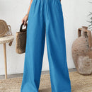 Pantalones azules texturizados con cintura elastica