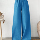 Pantalones azules texturizados con cintura elastica