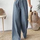Pantalones azules texturizados con cintura elastica