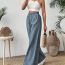 Pantalones azules texturizados con cintura elastica