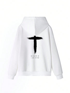 Sudadera con capucha casual de mujer con impresion de cruz y cordon, manga larga para otono/invierno. libera tu potencial de moda: descubre nuestra serie de sudaderas con capucha para mujer, que combinan calidez y estilo