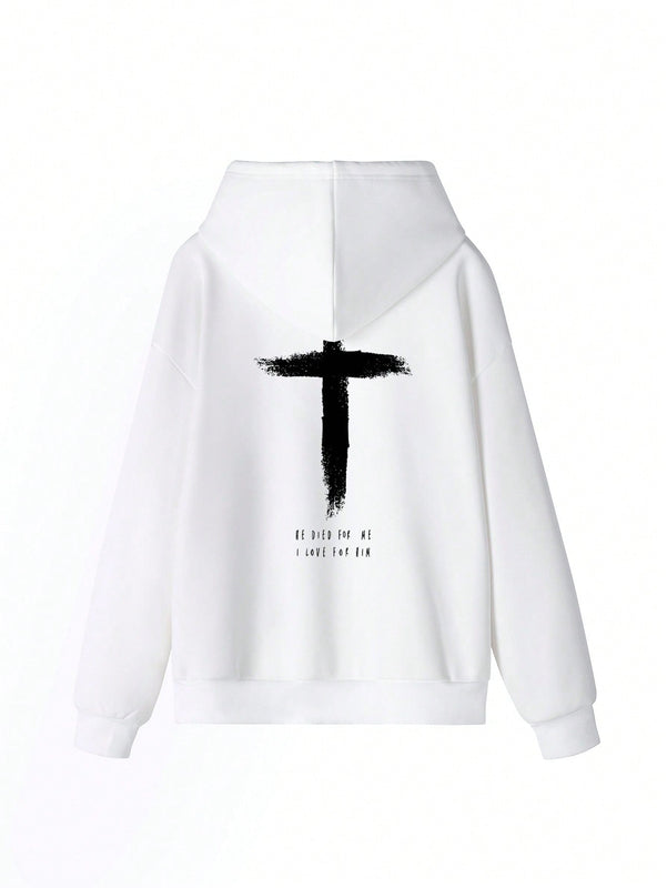 Sudadera con capucha casual de mujer con impresion de cruz y cordon, manga larga para otono/invierno. libera tu potencial de moda: descubre nuestra serie de sudaderas con capucha para mujer, que combinan calidez y estilo