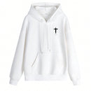 Sudadera con capucha casual de mujer con impresion de cruz y cordon, manga larga para otono/invierno. libera tu potencial de moda: descubre nuestra serie de sudaderas con capucha para mujer, que combinan calidez y estilo
