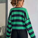 Cardigan de mujer con cuello redondo y botones delanteros, con estampado de rayas