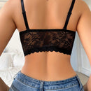 Sujetador sexy de encaje negro con media copa para mujeres, con broche frontal, facil de poner, con tirantes desmontables, sujetador invisible para multiples formas de uso